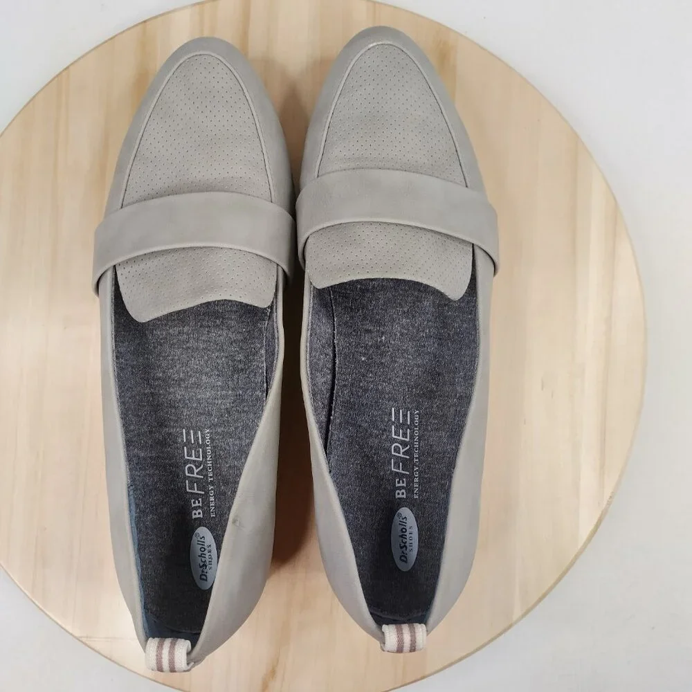 Dr. Scholl's Imagine Slip-on Faux Leather Gray Loafers Women US 10M